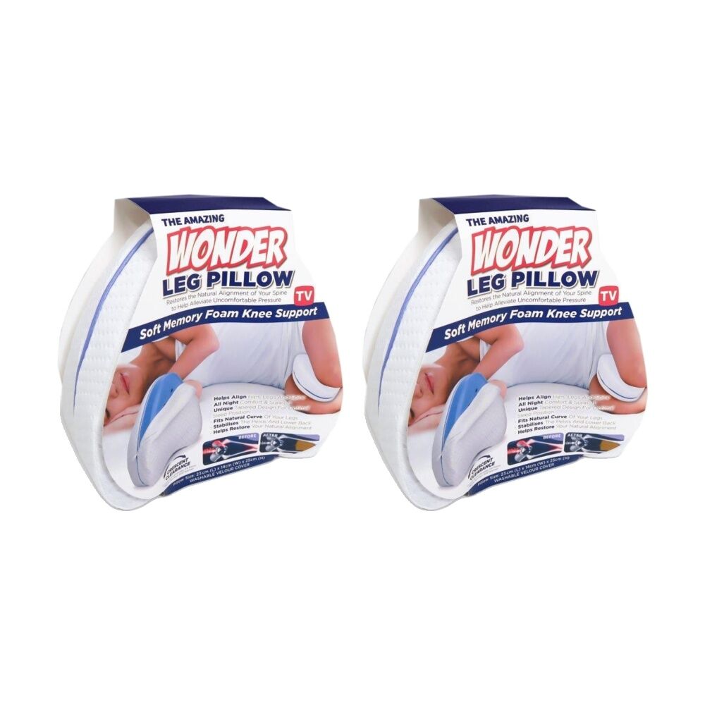 Astv The Amazing Wonder Memory Foam Leg & Knee Support Pillow White (2 Pack)
