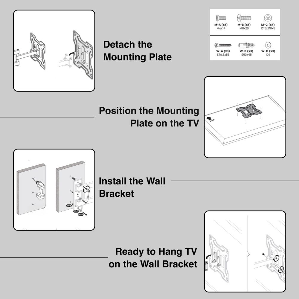 Laser Black Full Motion Adjustable TV Wall Mount For 23-42 Inch TVs — image 8