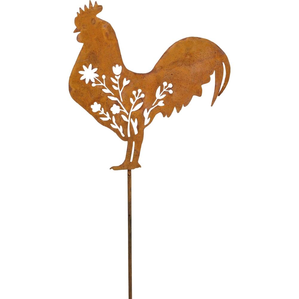 LVD 119x31x0.64cm Rustic-Coated Metal Medium Rooster Garden Stake Decor Ornament