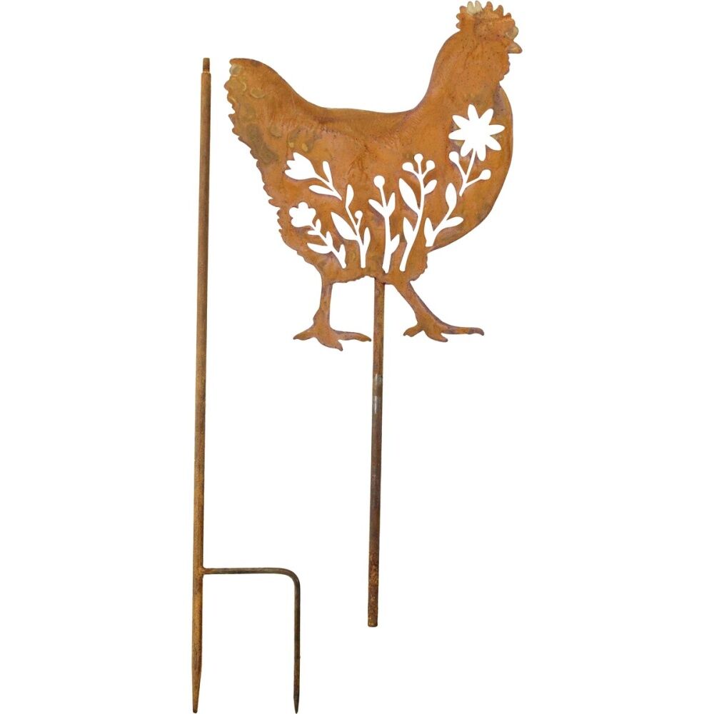 LVD 99x23x0.64cm Rustic-Coated Metal Medium Hen Garden Stake Decor Ornament — image 2