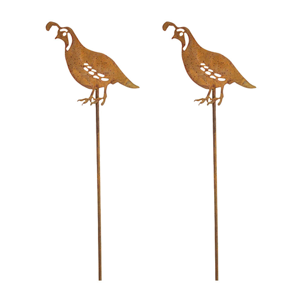 LVD Rustic-Coated Metal Small Quail Garden Stake Decor Ornament 78x9x0.64cm (2 Pack)