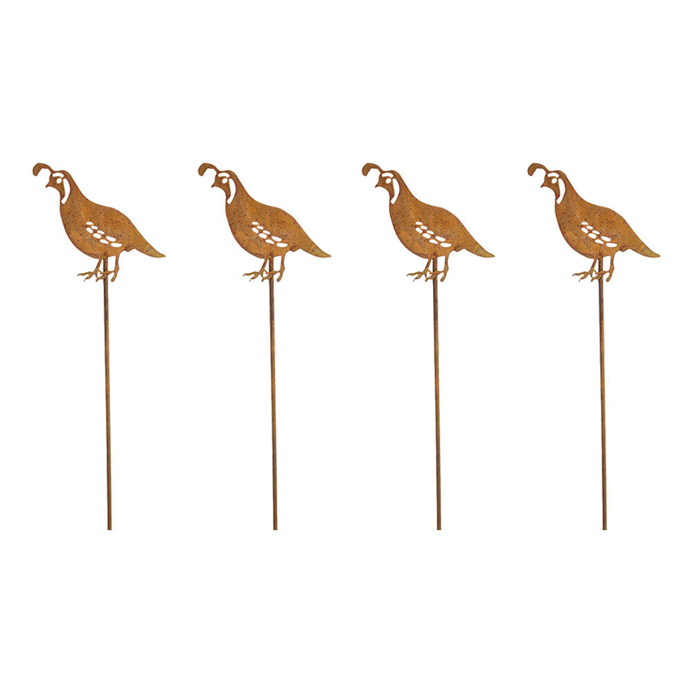 LVD Rustic-Coated Metal Small Quail Garden Stake Decor Ornament 78x9x0.64cm (4 Pack)