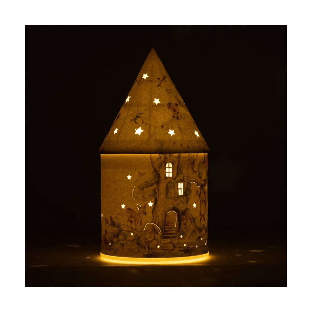 Tiny Wonders Light Up House - Soft Glowing LED Decorative House With Cut-Out Patterns - 11x11x21cm - Green White Brown — image 3