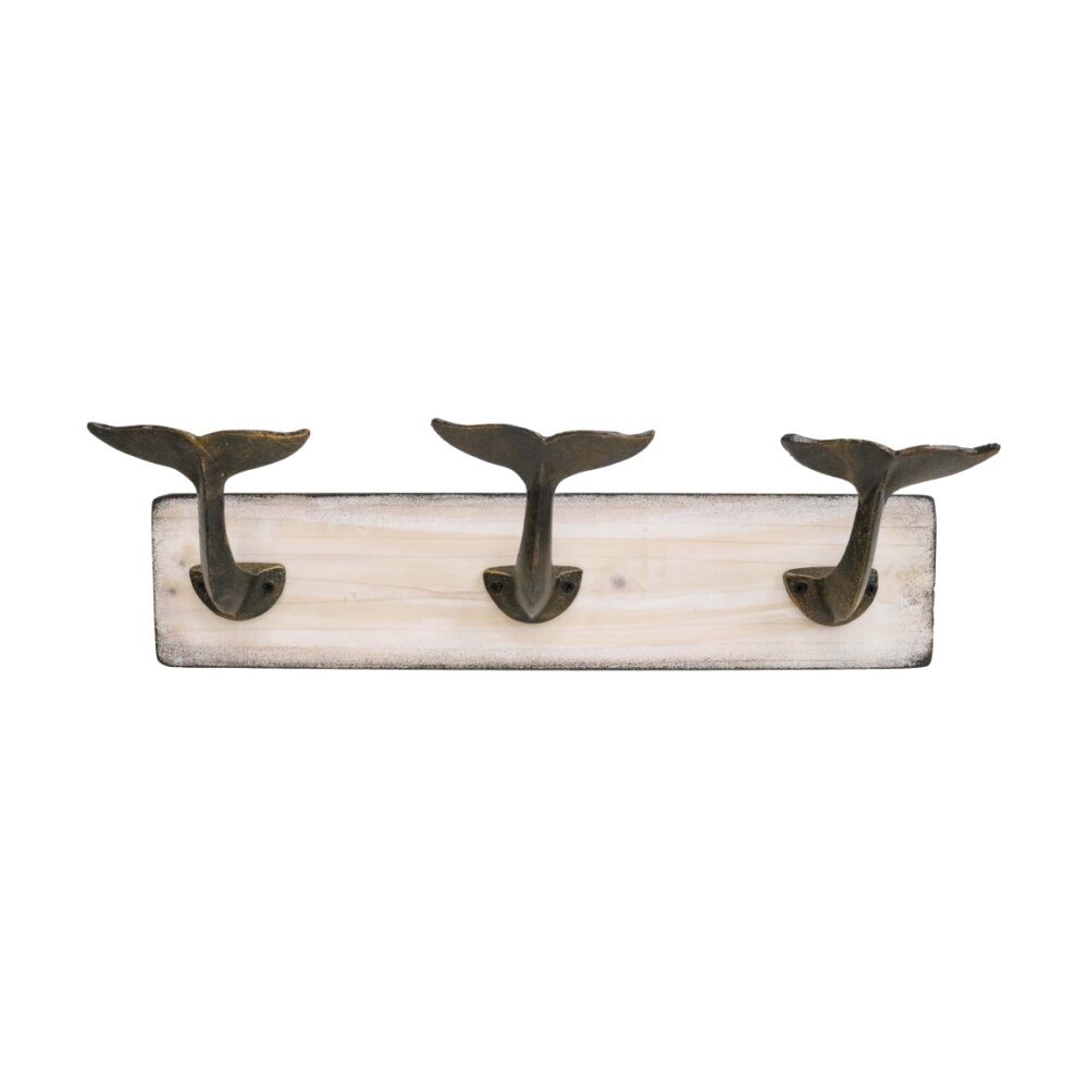 LVD 50x16x11 cm Triple Whale Tail Wall Decoration Hook Coastal Home Decor