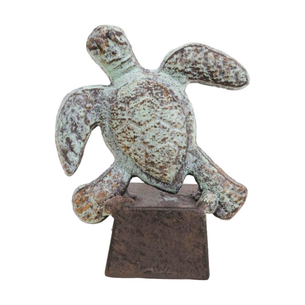 LVD 19x16x13cm Green/Brown Coastal Metal Turtle Door Stopper Home Decor — image 2