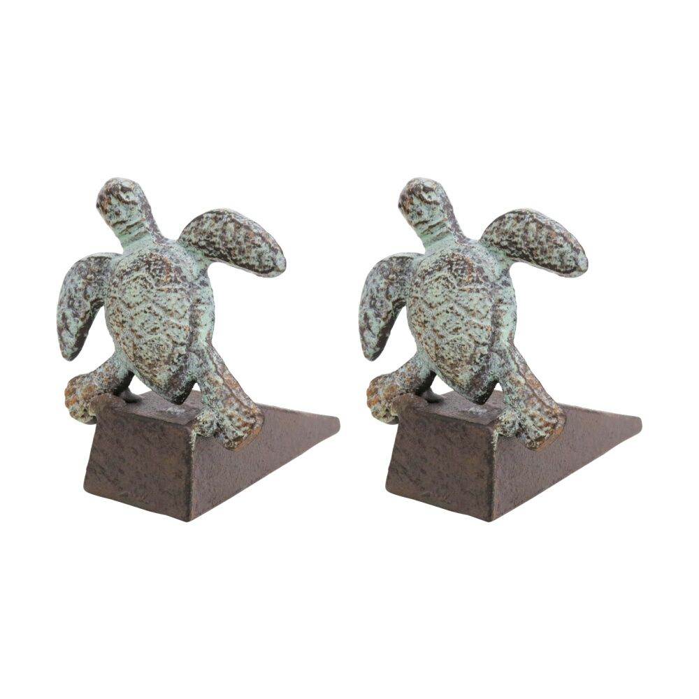 LVD Coastal Metal Turtle Door Stopper Home Decor 19x16x13cm Green/Brown (2 Pack)