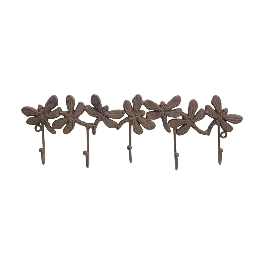 LVD 37.5x12x3.5cm Five Dragonfly Metal Hooks Home Wall Decoration