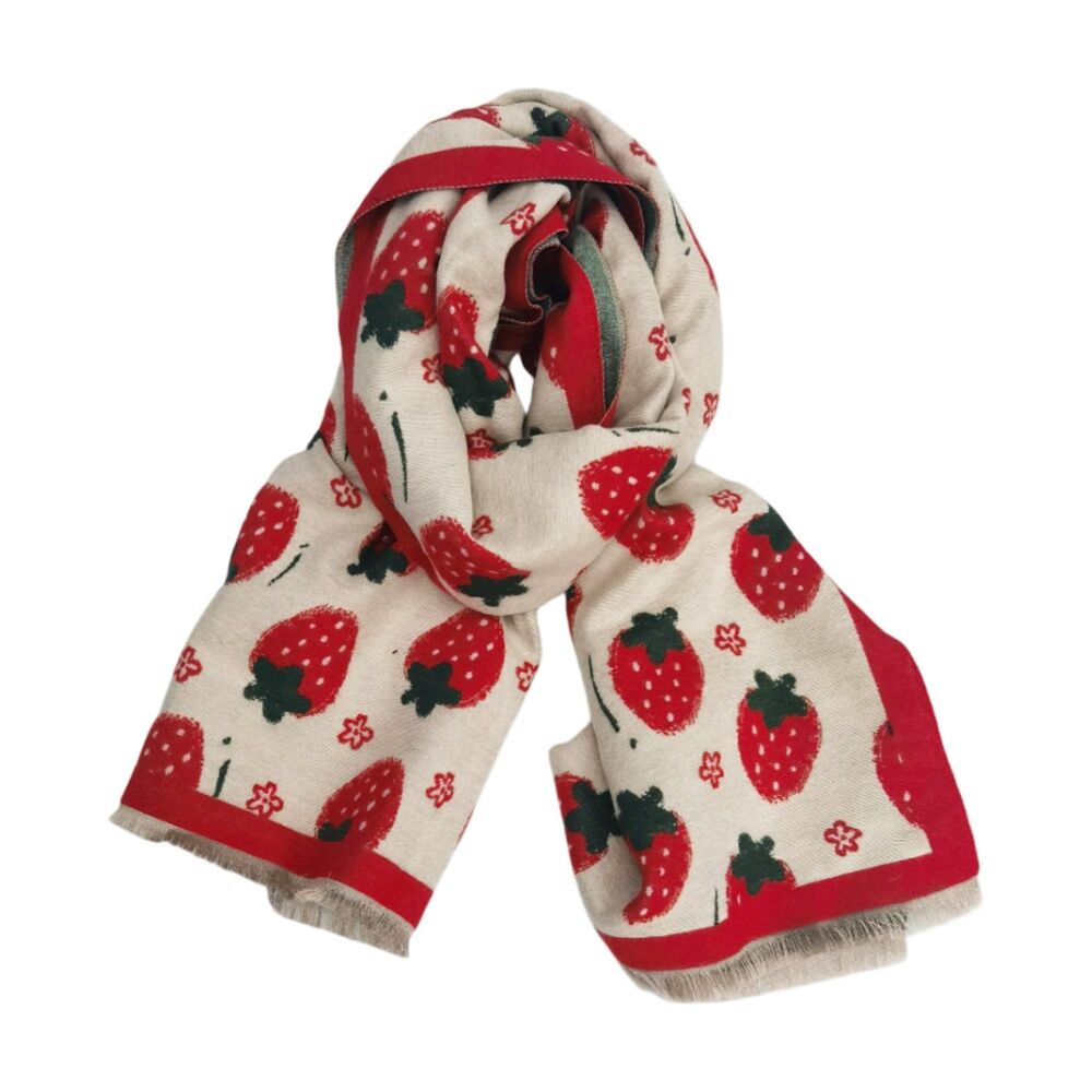 Urban Products 180cm Strawberry Scarf Red Pattern Women's Accessory