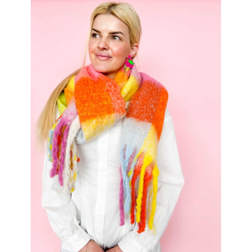 Urban Products 210cm Quincey Multicolour Check Plush Scarf Women's Accessory — image 2