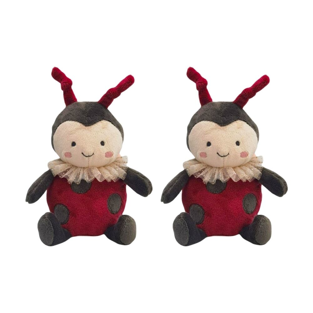 Urban Products Ladybug Rattle Red/Black Kids Plush Soft Toy 17cm (2 Pack)