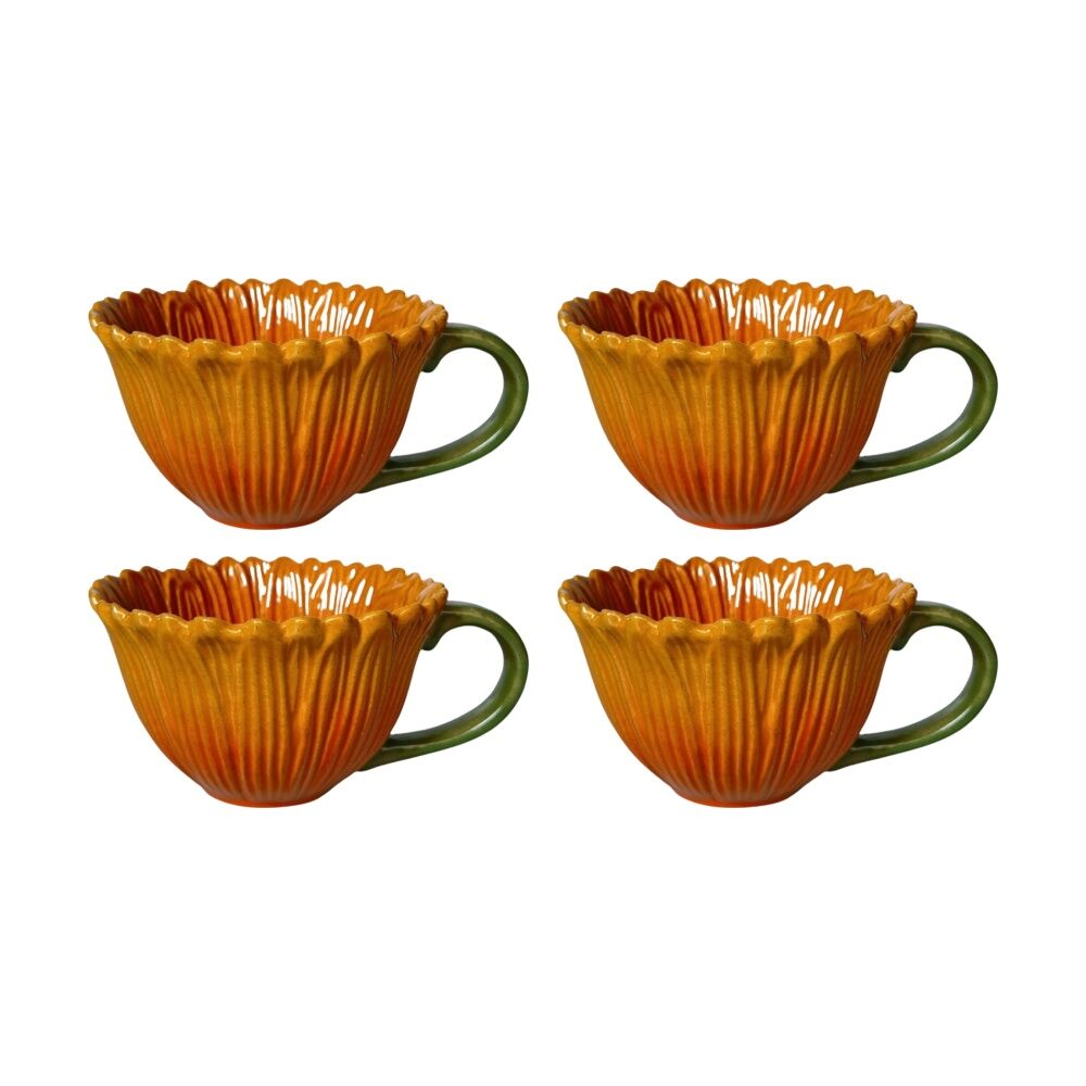 Urban Products Sunflower Mug Yellow Ceramic Coffee Or Tea Cup 7cm (4 Pack)