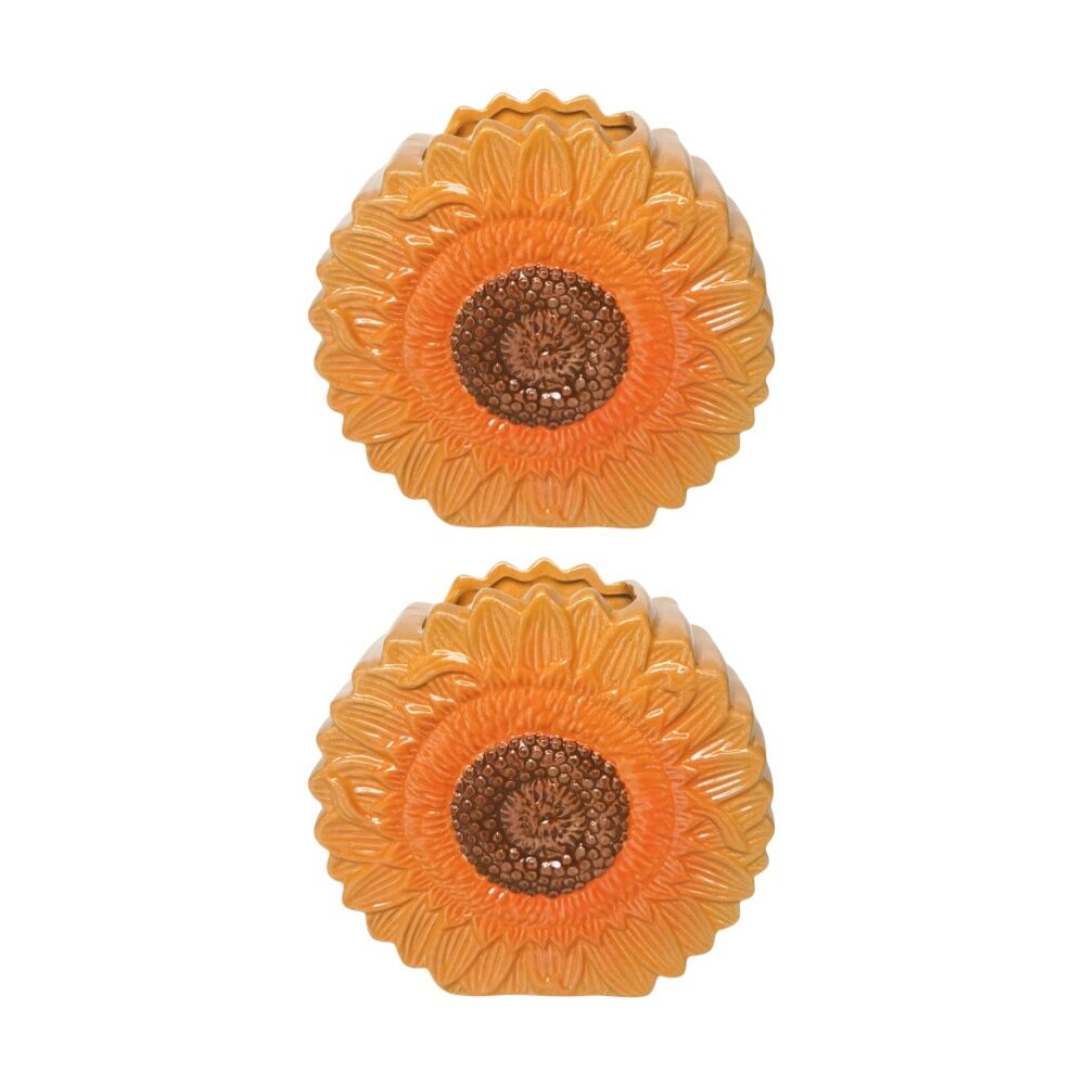 Urban Products Sunflower Yellow Ceramic Decorative Vase 17cm (2 Pack)