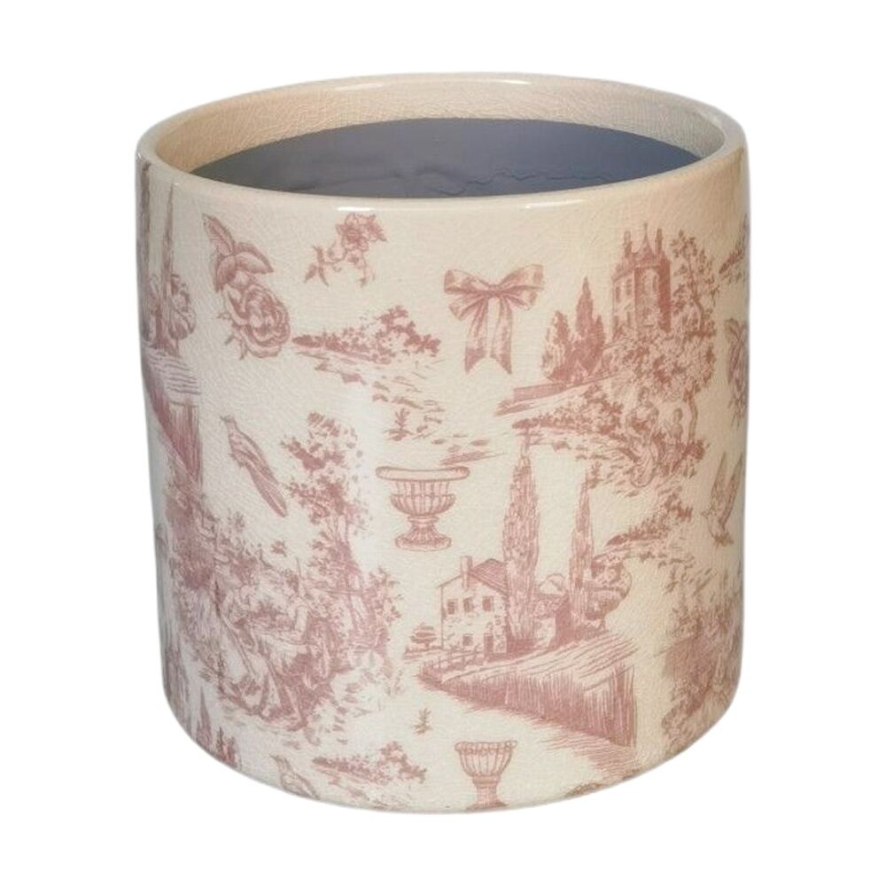 Urban Products Romantique Toile Planter Pink Ceramic Decorative Pot 14cm (2 Pack) — image 2
