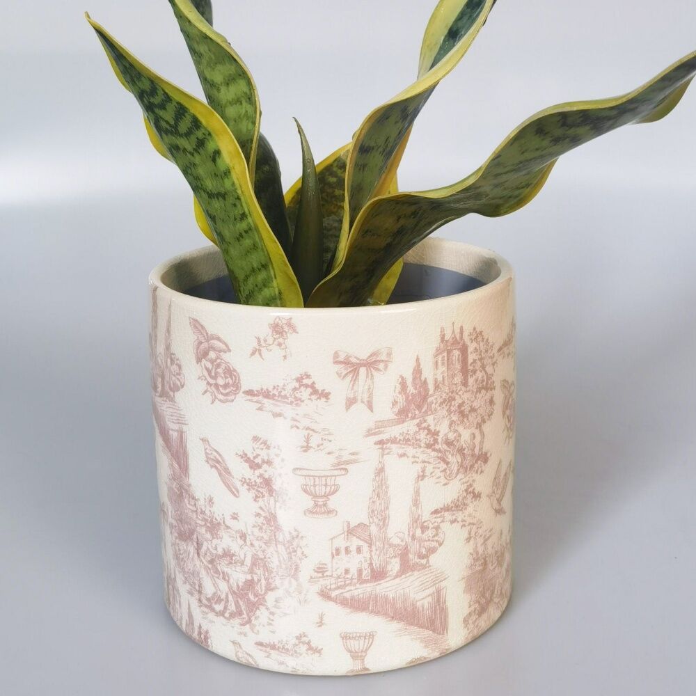 Urban Products Romantique Toile Planter Pink Ceramic Decorative Pot 14cm (2 Pack) — image 4