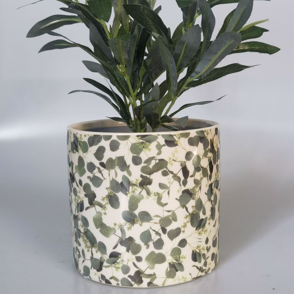 Urban Products 17cm Eucalypt Foliage Planter Green Ceramic Decorative Pot — image 2