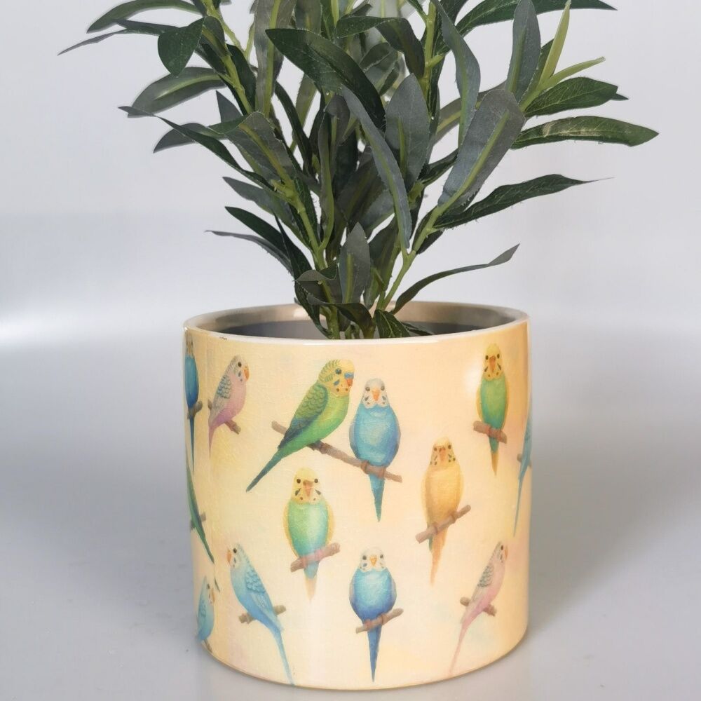 Urban Products Budgie Planter Yellow/Blue Ceramic Decorative Pot 17cm (2 Pack) — image 3