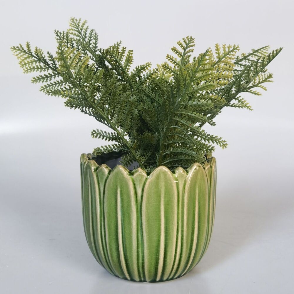 Urban Products 14cm Daintree Planter Green Ceramic Glossy Finish Pot — image 3