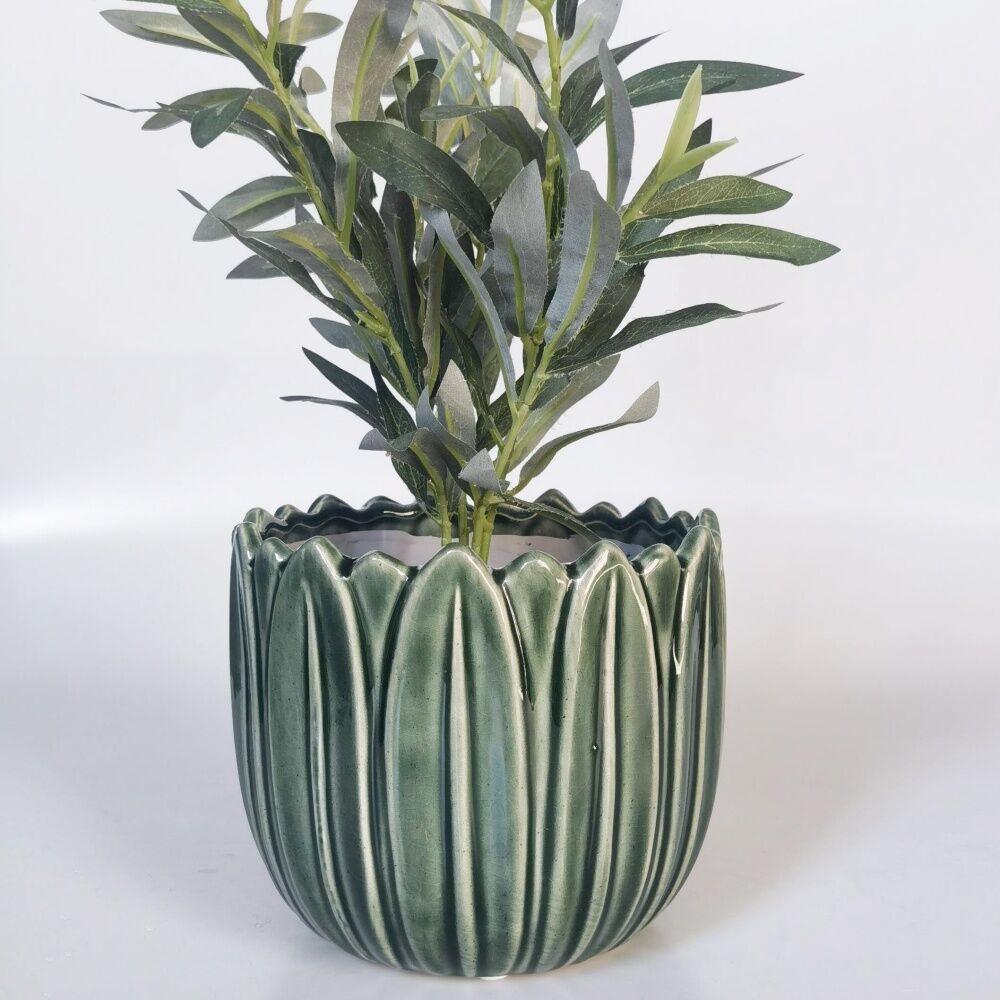 Urban Products Daintree Planter Green Ceramic Glossy Finish Pot 17cm (2 Pack) — image 4