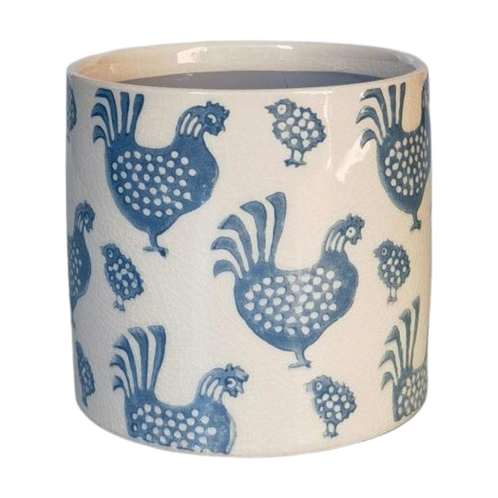 Urban Products Dottie Chicken Planter Blue Decorative Ceramic Pot 14cm (2 Pack) — image 2