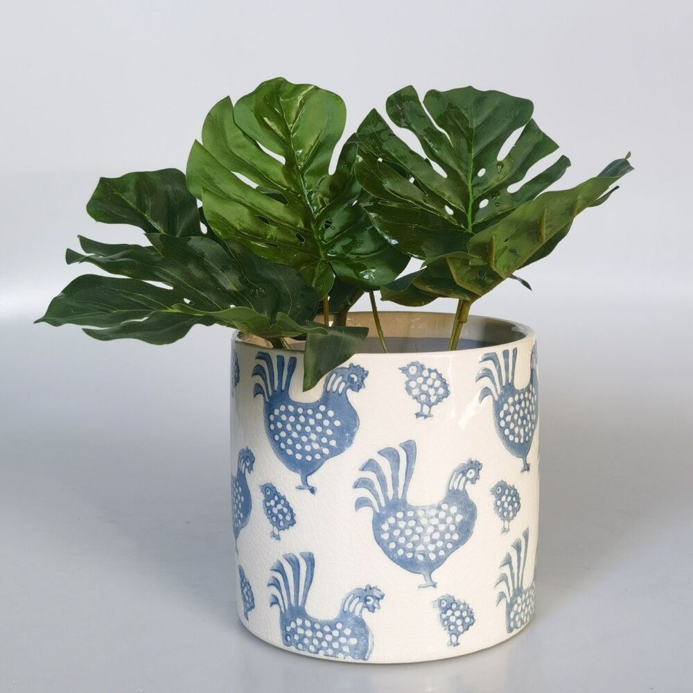 Urban Products Dottie Chicken Planter Blue Decorative Ceramic Pot 14cm (2 Pack) — image 4