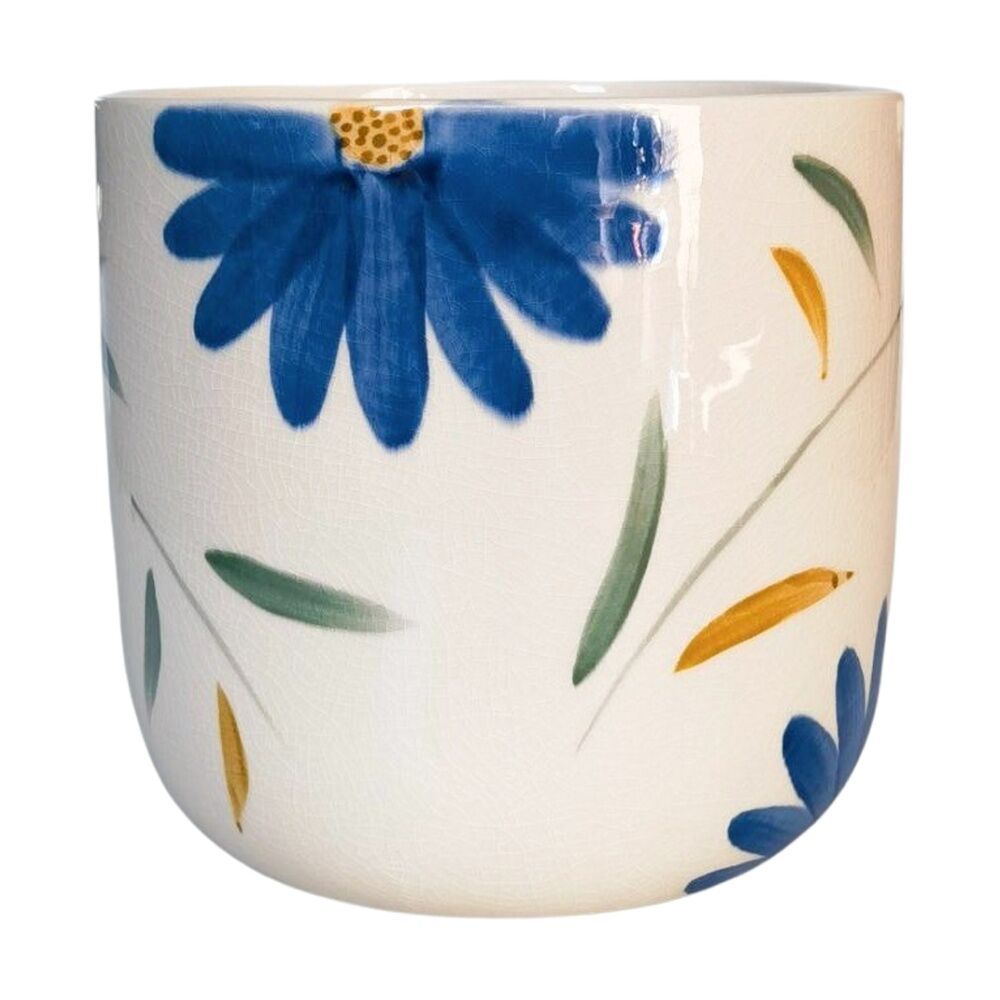 Urban Products 20cm Maxine Floral Planter Blue/Green Ceramic Pot