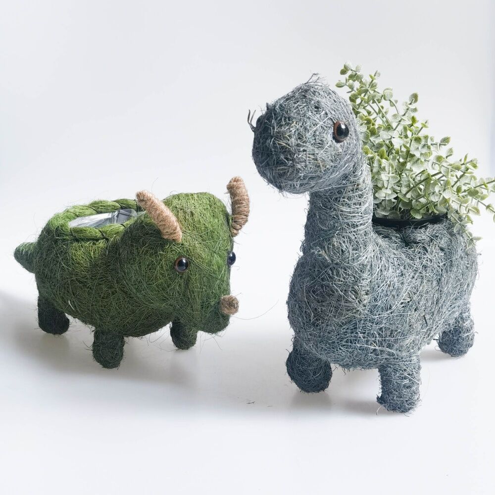 Urban Products Triceratops Dinosaur Husk Planter Green Decorative Indoor Plant Holder — image 2
