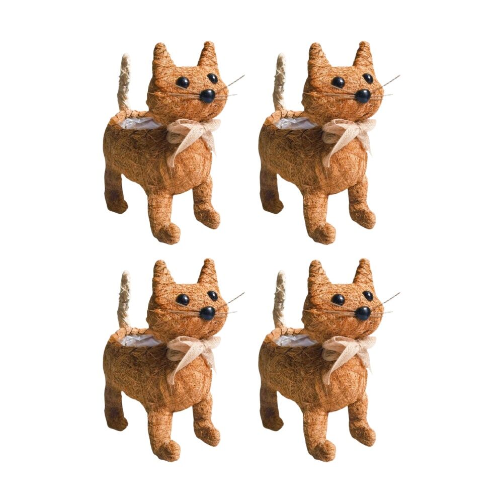 Urban Products Ginger Cat Husk Planter Orange Decorative Indoor 24cm (4 Pack)