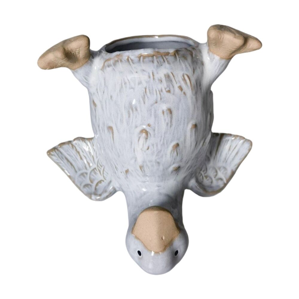 Urban Products 17cm Duck Handstand White Ceramic Decorative Planter