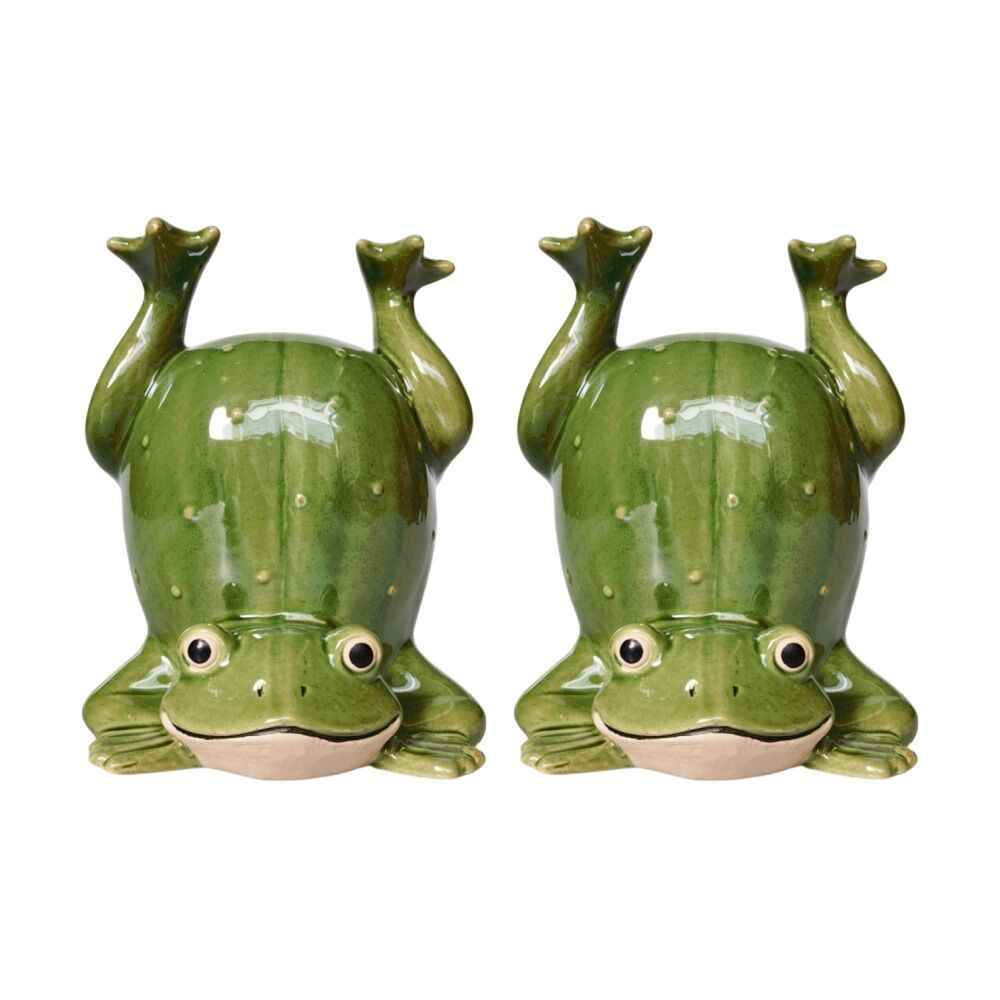 Urban Products Frog Handstand Green Decorative Indoor Vase 19cm (2 Pack)