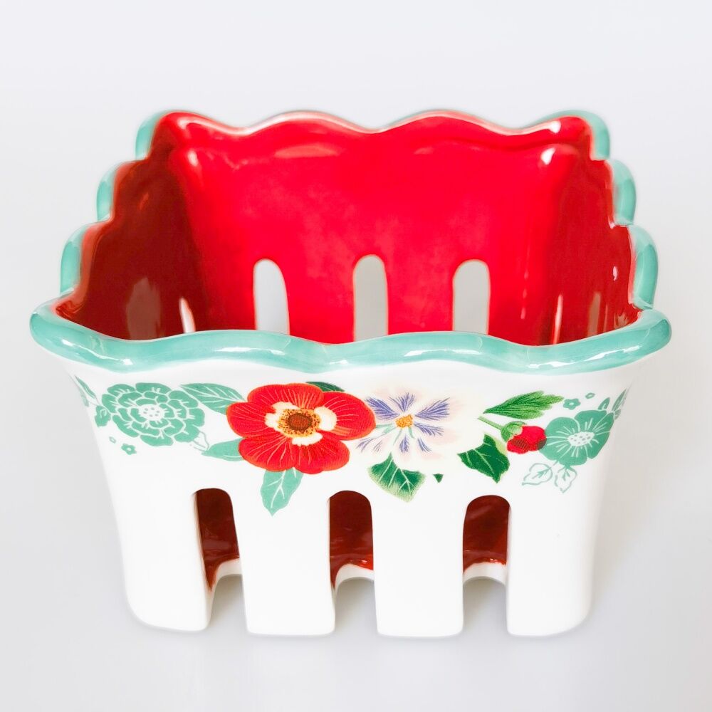 Urban Products 6cm Posie Fruit Basket White Ceramic Floral Decorative Bowl — image 2