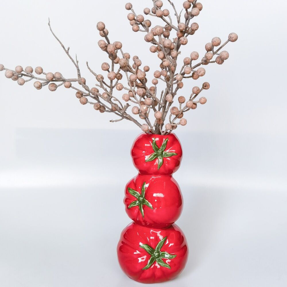 Urban Products 23cm Trio Of Tomato Red Decorative Ceramic Vase — image 2