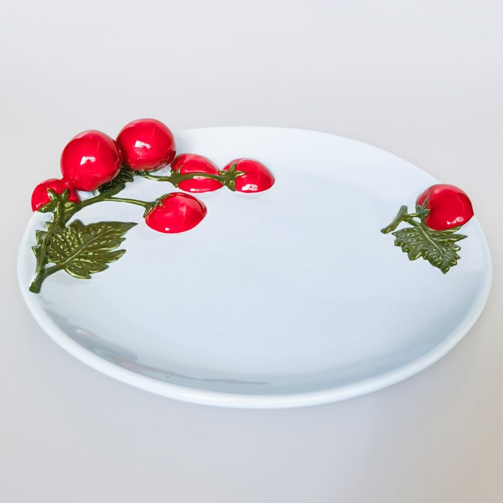 Urban Products 26cm Tomato Ceramic Plate Blue Decorative Serveware — image 2