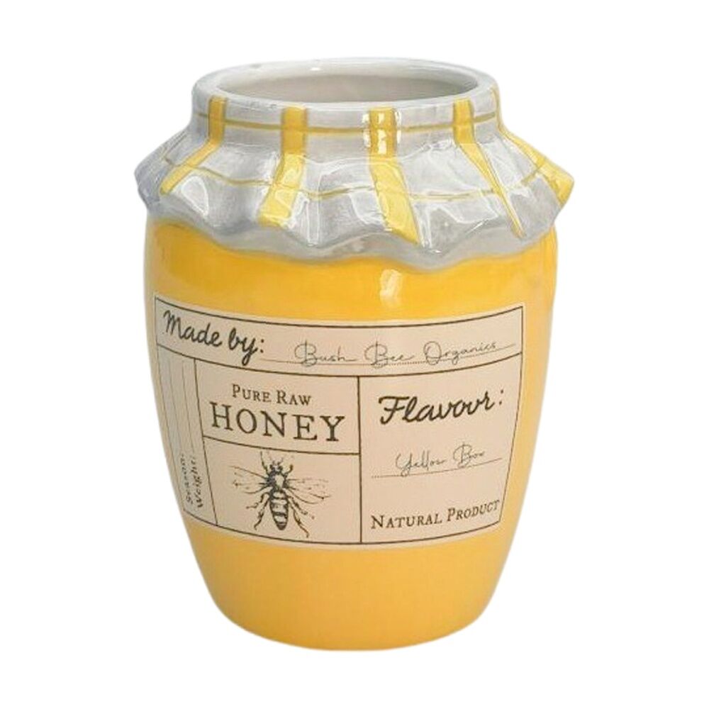 Urban Products Honey Pot Vessel Yellow Ceramic Decorative Jar 11cm (2 Pack) — image 2