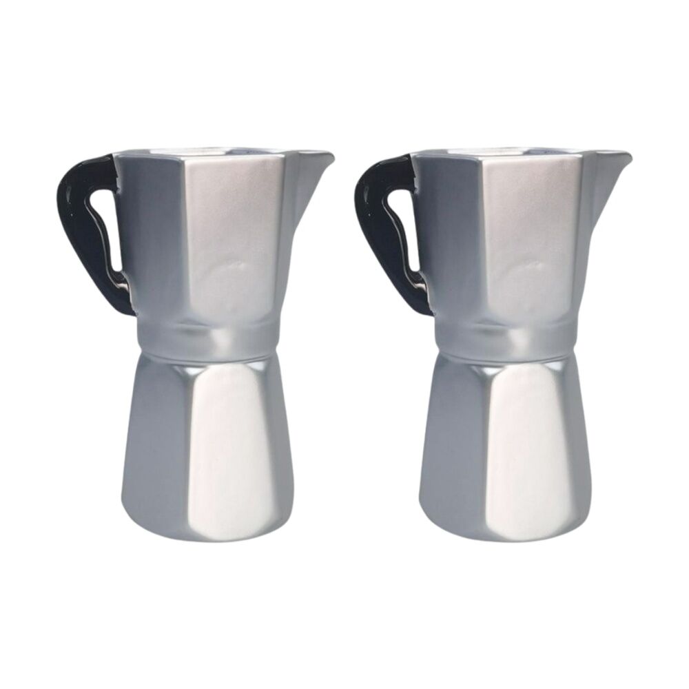 Urban Products Coffee Pot Vase Octagonal Silver Metallic Finish 16cm (2 Pack)
