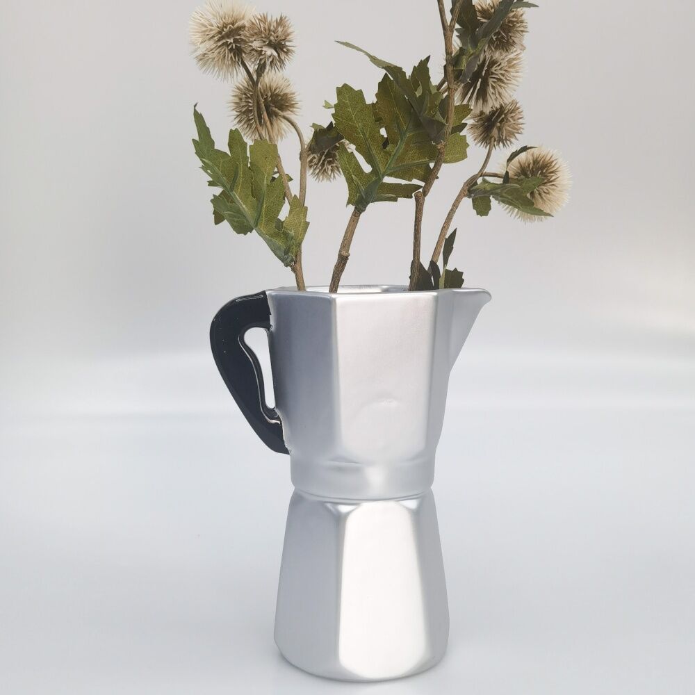 Urban Products Coffee Pot Vase Octagonal Silver Metallic Finish 16cm (2 Pack) — image 4