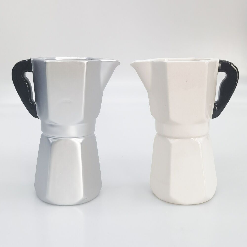 Urban Products Coffee Pot Vase Octagonal Silver Metallic Finish 16cm (2 Pack) — image 5