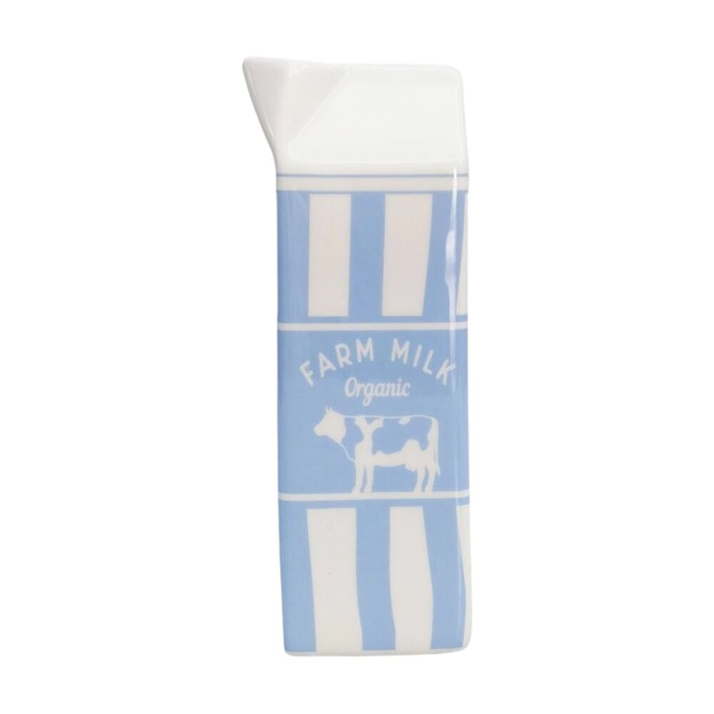 Urban Products 21cm Milk Carton Blue Ceramic Vase Home Decor