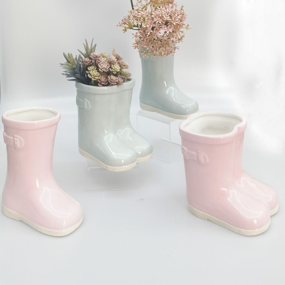 Urban Products 15cm Gumboot Planter Pink Glossy Finish Ceramic Home Decor — image 3