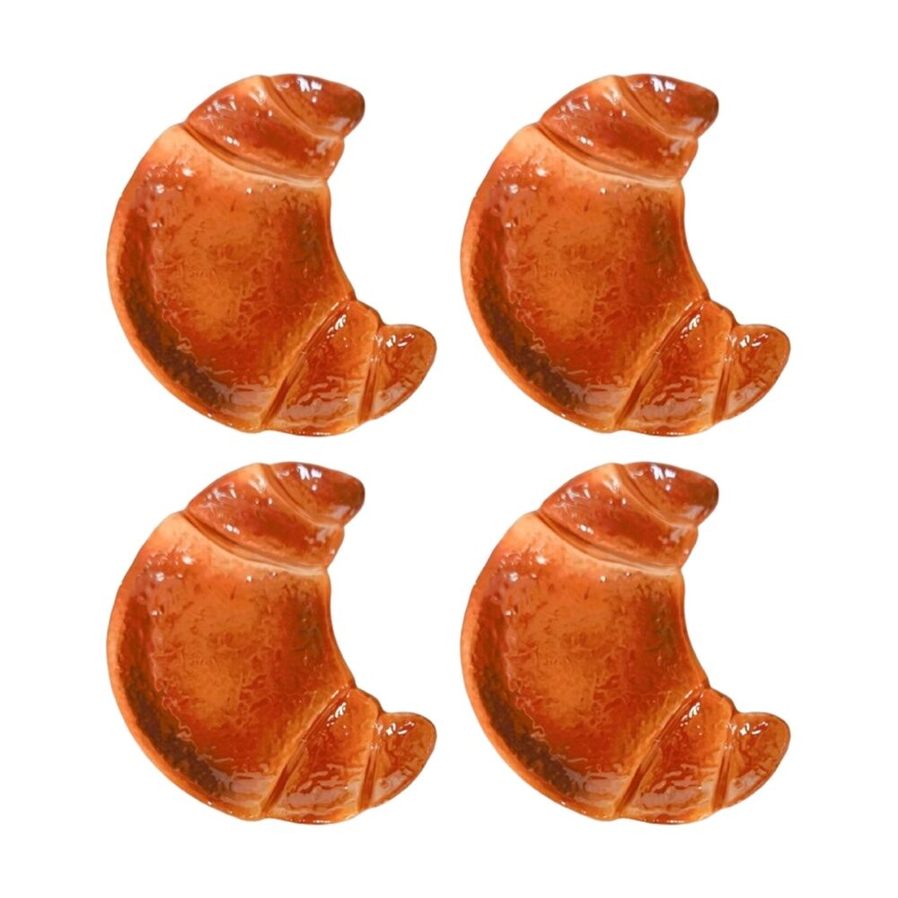 Urban Products Croissant Trinket Brown Ceramic Decorative Dish 11cm (4 Pack)