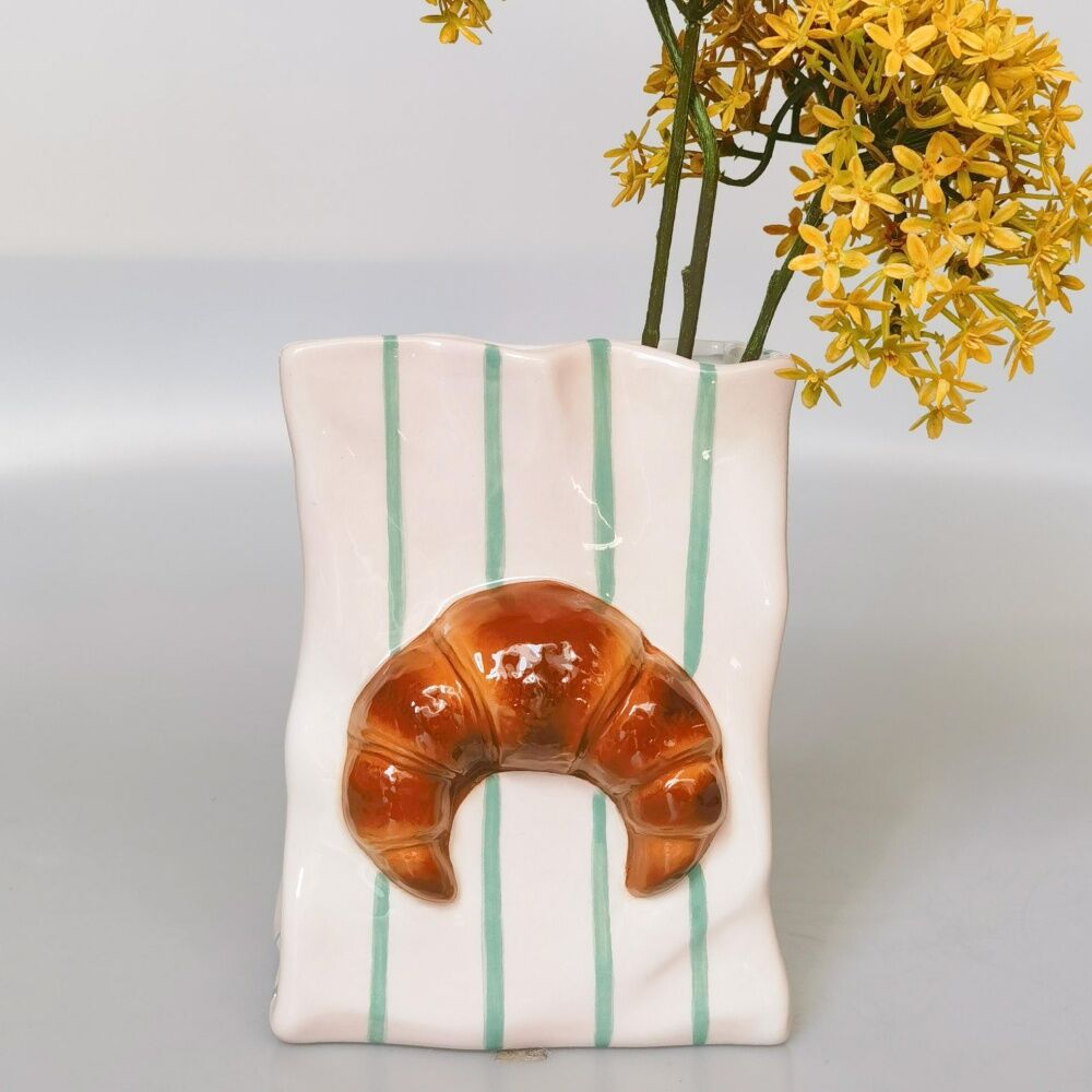 Urban Products 18cm Croissant Bag Pink/Brown Ceramic Decorative Vase — image 2