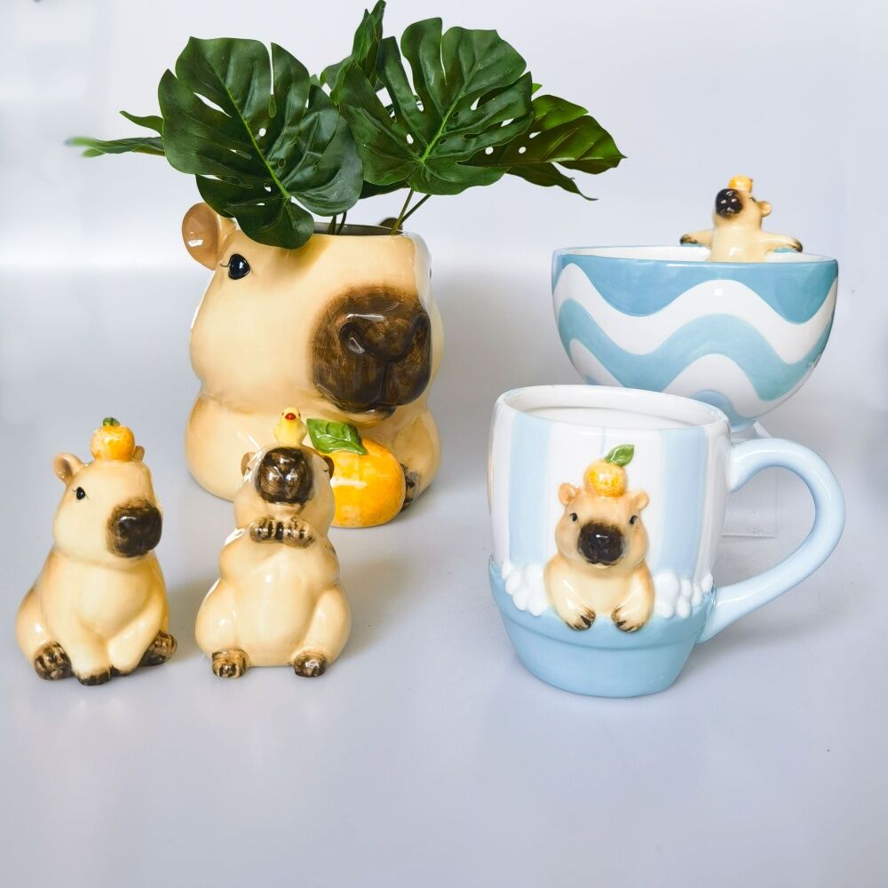 Urban Products 10cm Capybara Blue/Brown Ceramic Decorative Mug — image 2