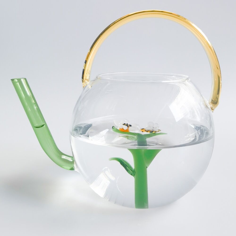 Urban Products Yellow/Green Bee Flower Watering Can Glass — image 2