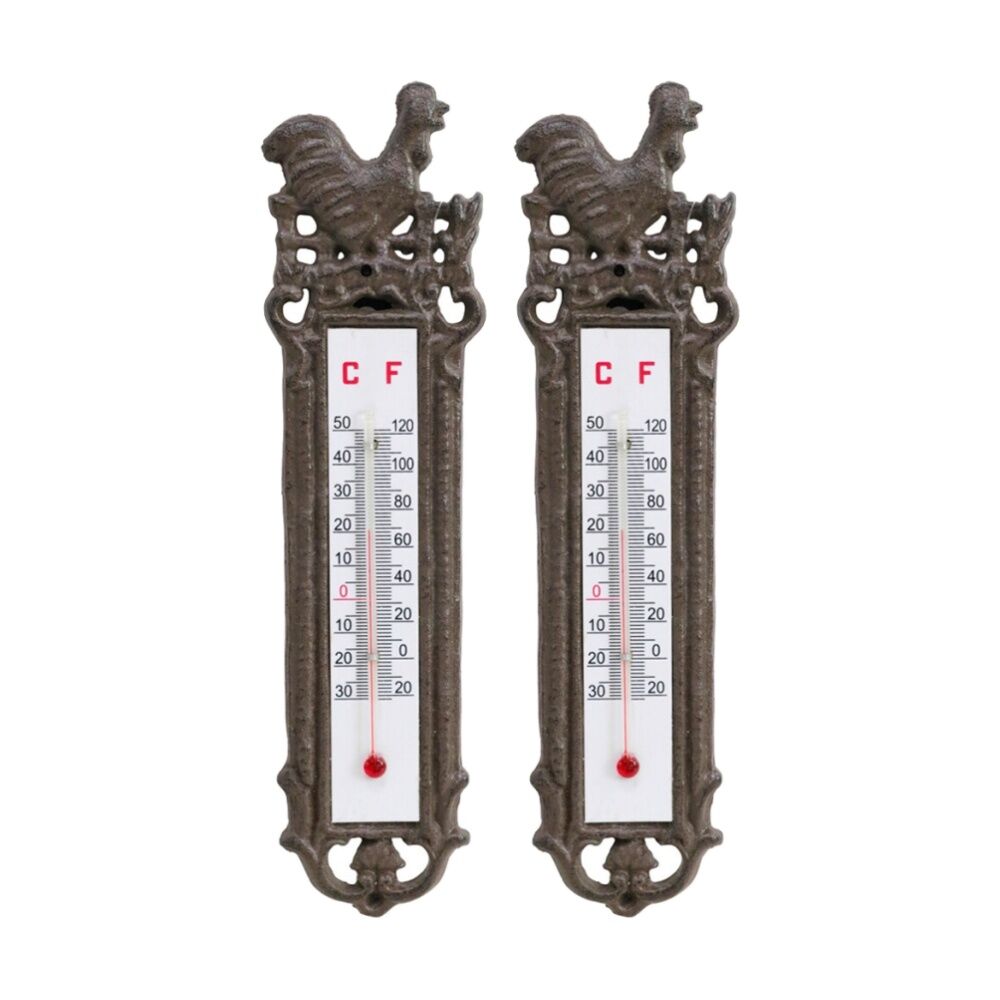LVD Decorative Bird Cast Iron Thermometer Home Decor 24x6x2cm (2 Pack)
