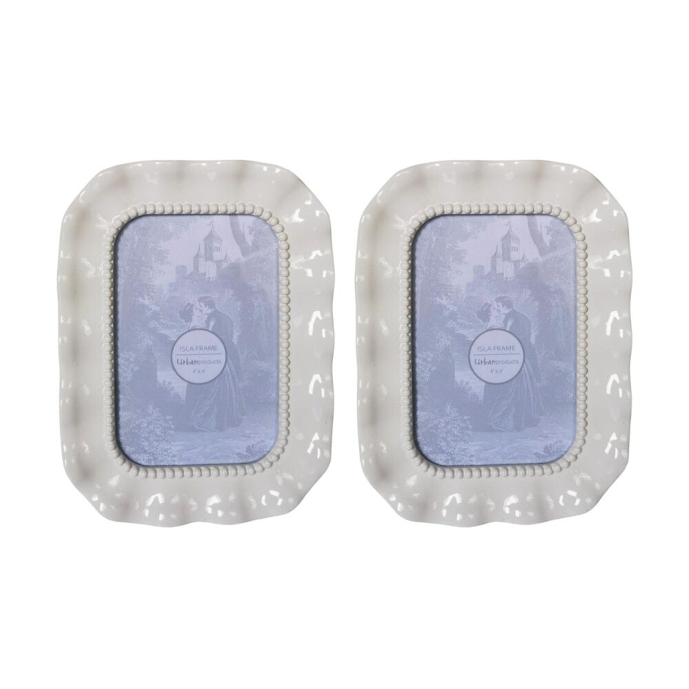 Urban Products Isla White Decorative Photo Frame Beaded Edge 4x6inch (2 Pack)