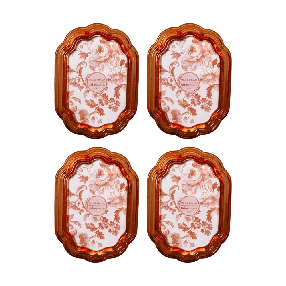 Urban Products Millie Orange Decorative Floral Photo Frame 4x6inch (4 Pack)