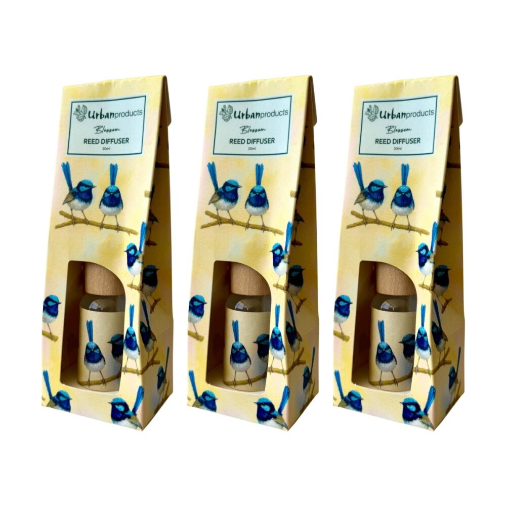 Urban Products Blue Wren Blossom Scent Oil Diffuser Beige 30ml (3 Pack)