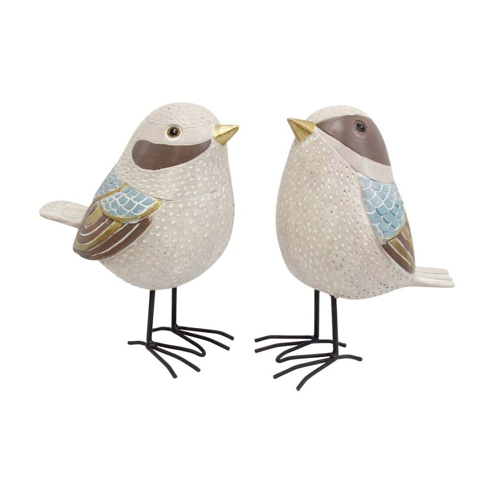 LVD Blue Wren Birds Resin Figurine Set Home Decor 18x17.5x9.5cm (2 Pieces)