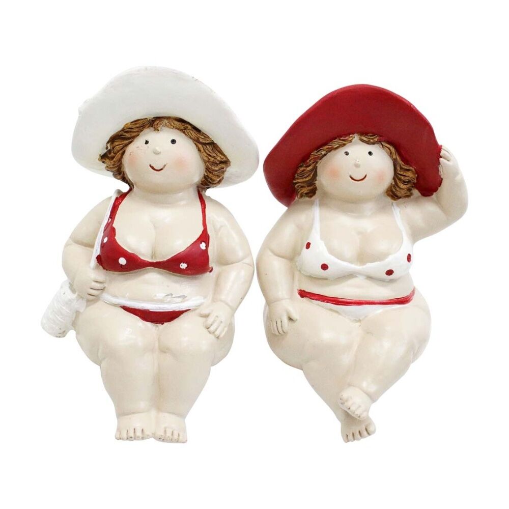 LVD Summer Ladies Sitting Resin Figurine Set Home Decor 13.5x8x8cm (2 Pieces)