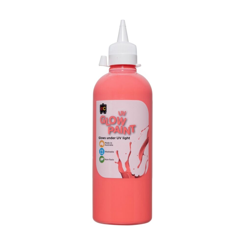 Educational Colours UV Glow Fluorescent Acrylic Paint Scarlet 500ml 3y+ (2 Pack) — image 2