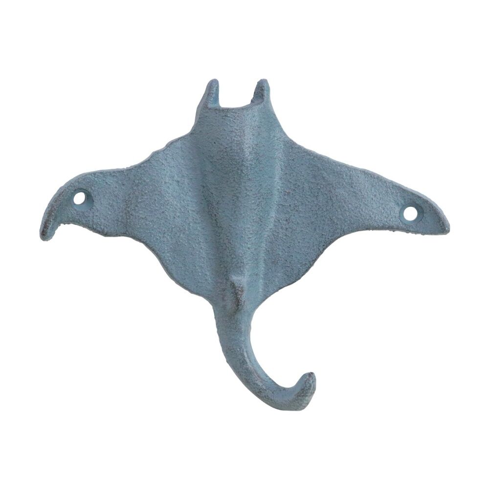 LVD 16x3x13cm Single Blue Stingray Wall Decoration Hook Coastal Home Decor